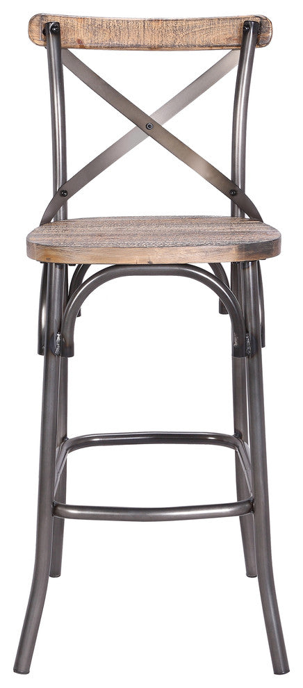 Rhodes Barstool Matt Gunmetal With Walnut Wood Seat