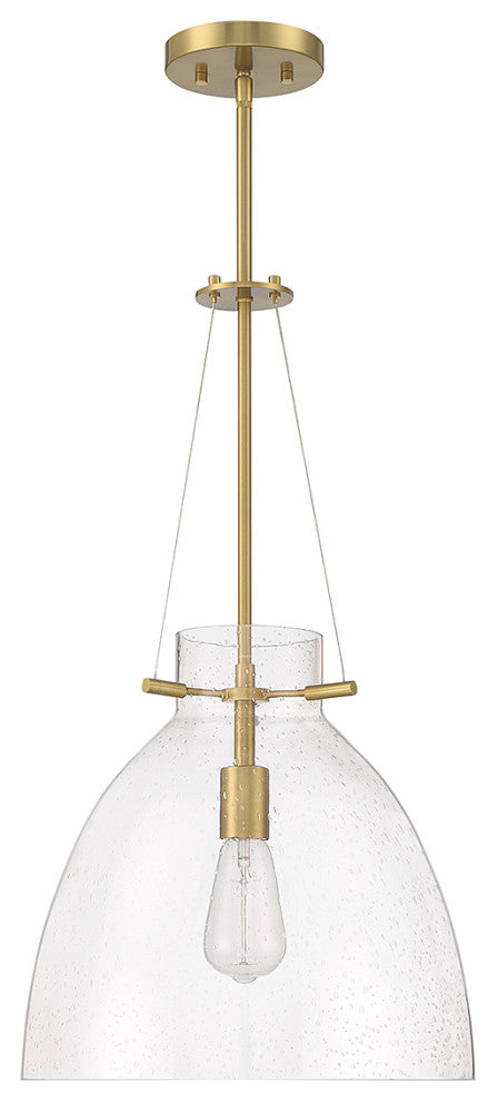 Foster 1-Light Pendant, Matte Black, Warm Brass
