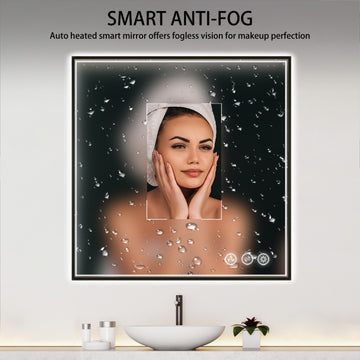Fogless, Dimmable, Color Temperature Adjustable LED Mirror, Matte Black, 36x36