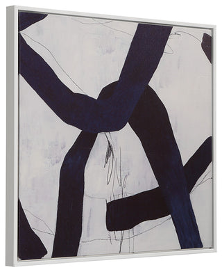 Set of 2 Abstract Wall Art With White Frame, Blue