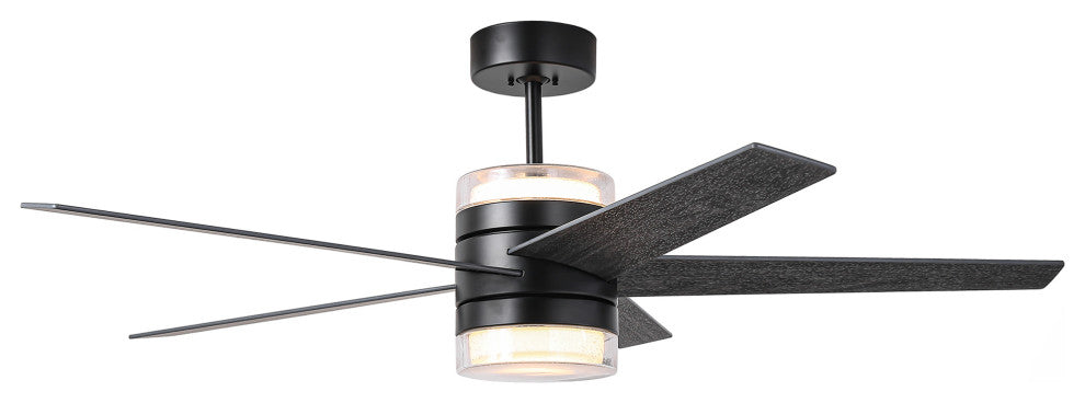 52-inch Black Modern Ceiling Fans with Lights and Wall Control