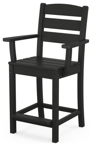 POLYWOOD Lakeside Counter Arm Chair, Black