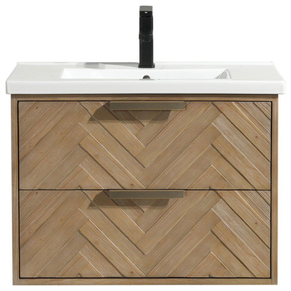 Ari Kitchen & Bath Carlsbad 30" Floating Bathroom Vanity Weathered Fir