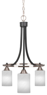 Paramount 3-Light Chandelier, Matte Black & Brushed Nickel, 4" White Marble
