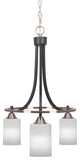 Paramount 3-Light Chandelier, Matte Black & Brushed Nickel, 4" White Marble