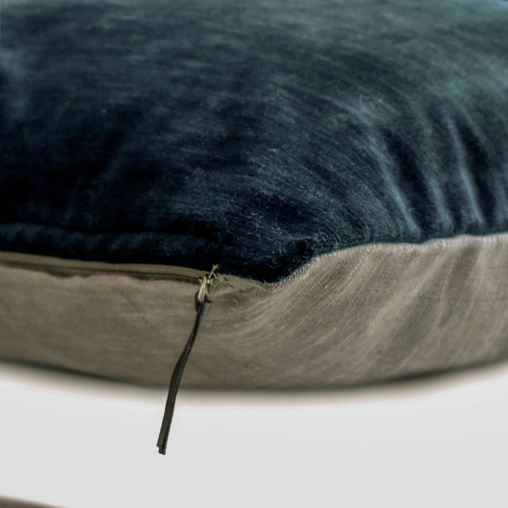 Blue Velvet Pillowcase 24"x24" Pillow Cover Top Zipper - Velvet Blue Jules