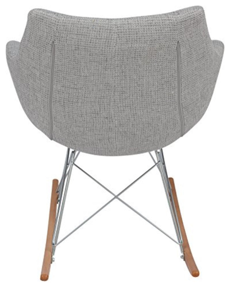 LeisureMod Willow Twill Fabric Eiffel Rocking Chair