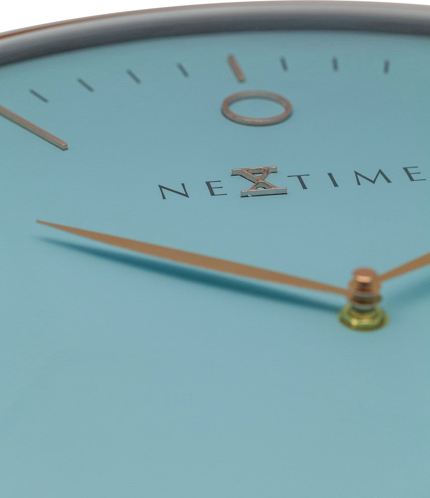 Glamour Metal Dome Wall Clock, Turquoise/Rose Gold