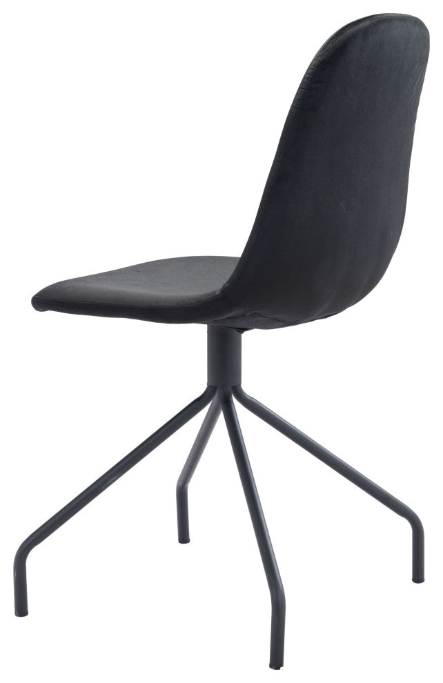 Set of 2 Wide Back Black Velvet Dining or Side Chairs