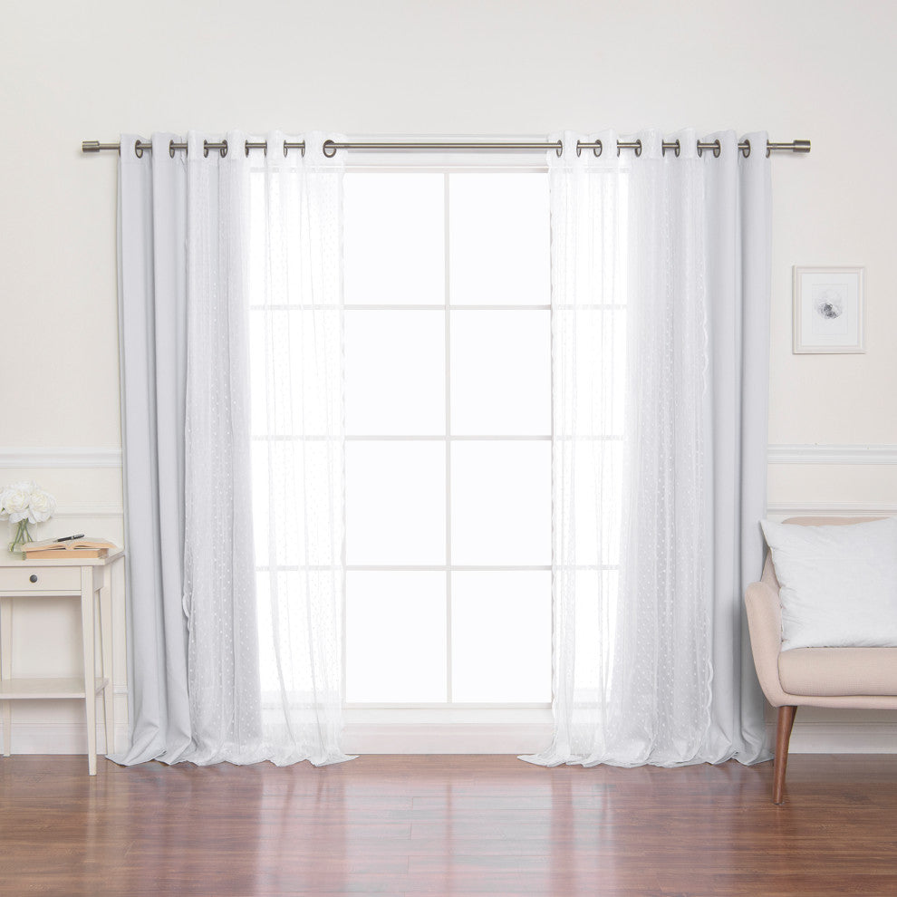 Sheer Pretty Dot and Blackout Curtains, Vapor, 52"x84"