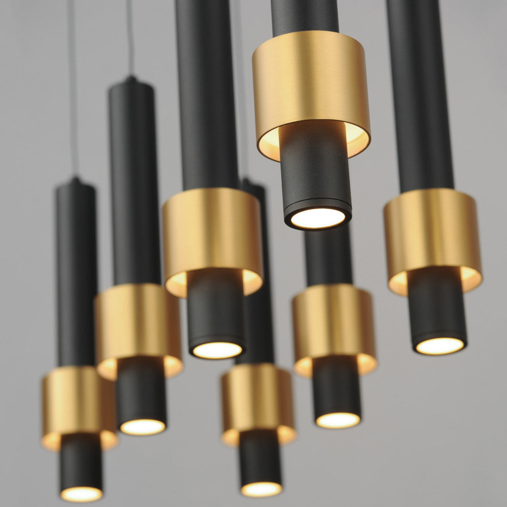 ET2 E24758 Reveal 32"W LED Linear Chandelier - Black / Gold