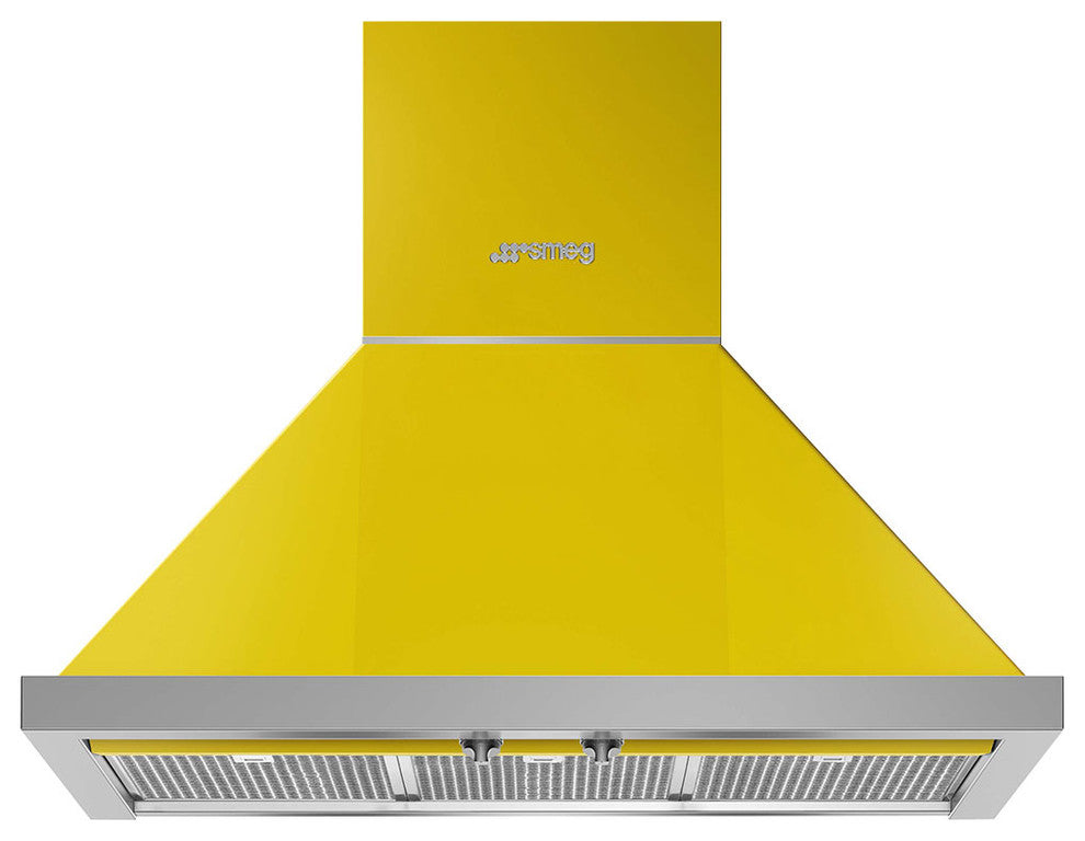 Smeg Portofino Series 30" Wall Mount Ducted Chimney Hood 600 CFM, Yellow