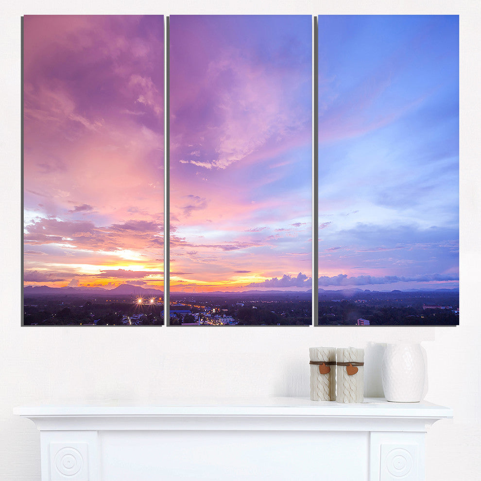 "Beautiful Sunset at Trang Thailand" Metal Wall Landscape, 3 Panels, 36"x28"