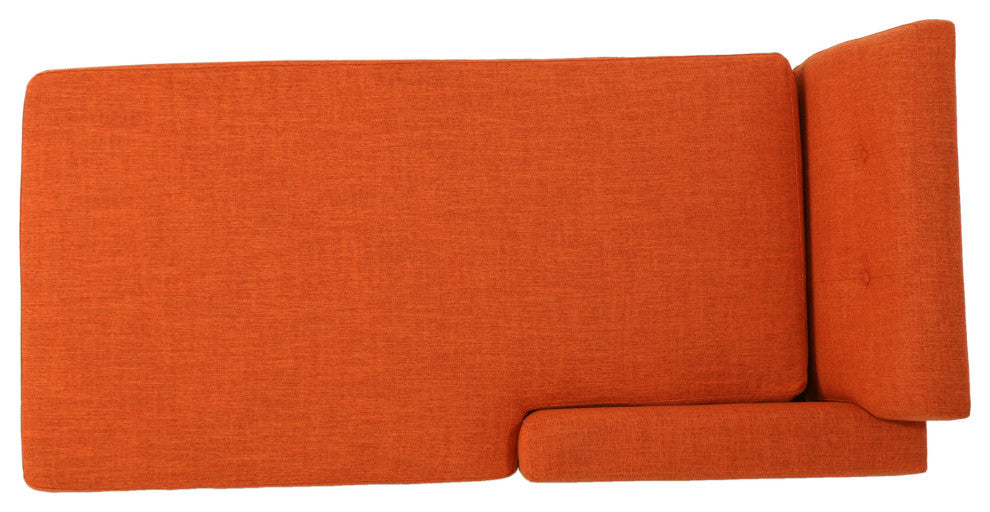 GDF Studio Sophia Mid-Century Modern Fabric Chaise Lounge, Muted Orange