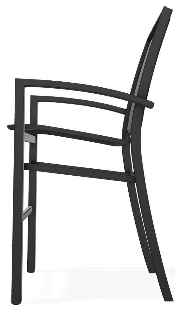 Kendall Sling Bar Height Stackable Outdoor Stool, Augustine Shadow/Black