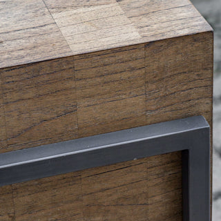 Luxe Minimalist Wood Block Slab Console Table Contemporary Modern Iron CubeÃ¯Â¿Â½