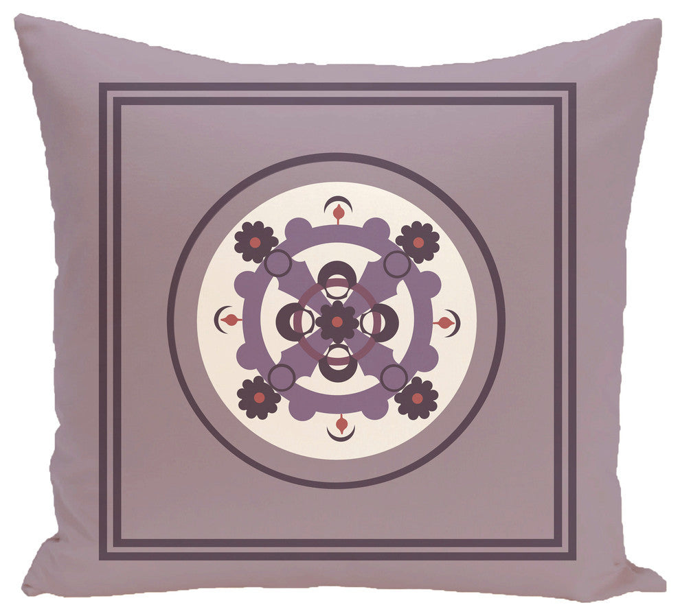 Kaleidoscope Geometric Print Pillow, Smog, 16"x16"
