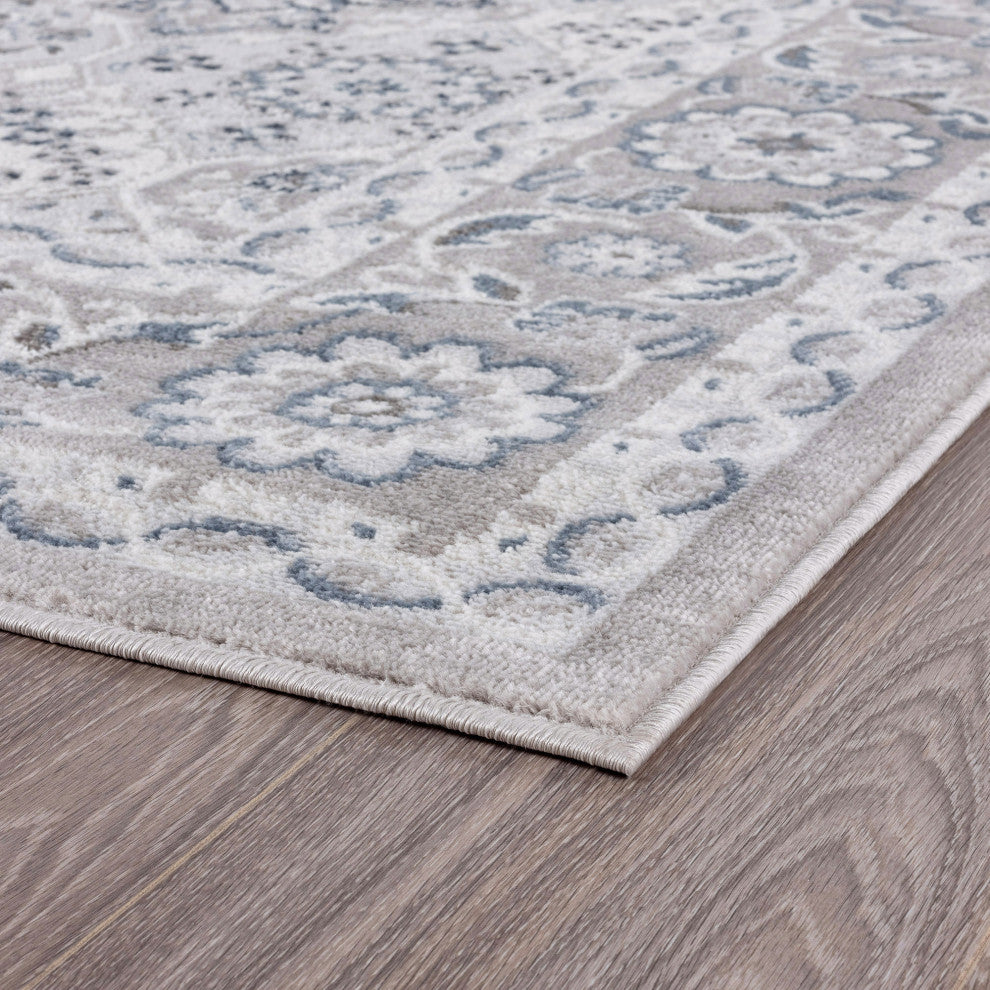 Rosalind Traditional Oriental Gray Rectangle Area Rug, 5' x 7'
