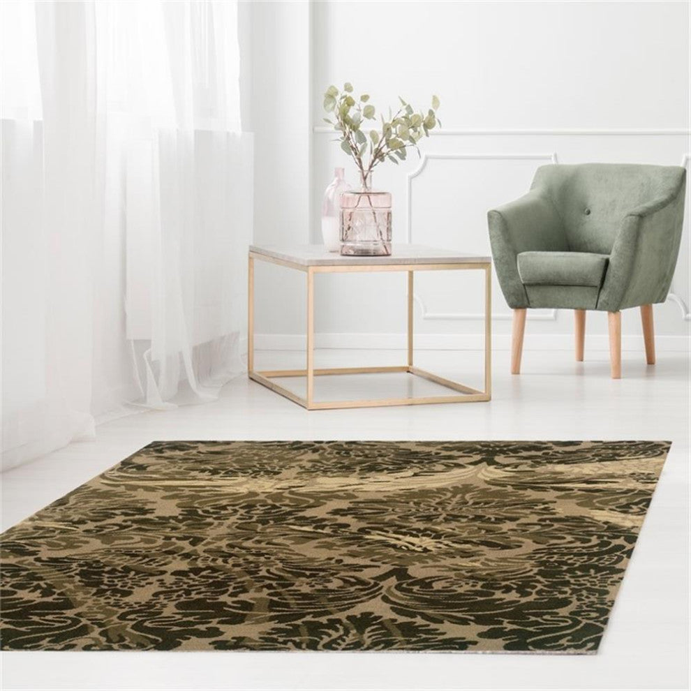 Linon Florence Danika Hand Tufted New Wool 5'x7' Rug in Taupe Beige