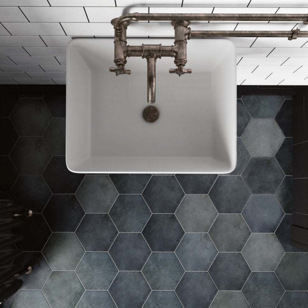 Heritage Hex Indigo Porcelain Floor and Wall Tile