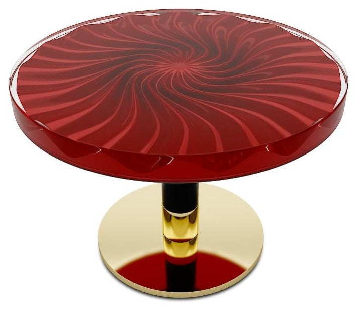 Spiral Wavy Round Coffee Table, Yellow, 23.6"? (60cm)