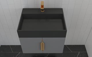CastelloUSA Amazon 24" Wall Mounted Bathroom Vanity Set, Gray, Black Top, Gold