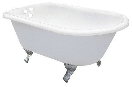 54-Inch Cast Iron Roll Top Clawfoot Tub, White/Polished Chrome