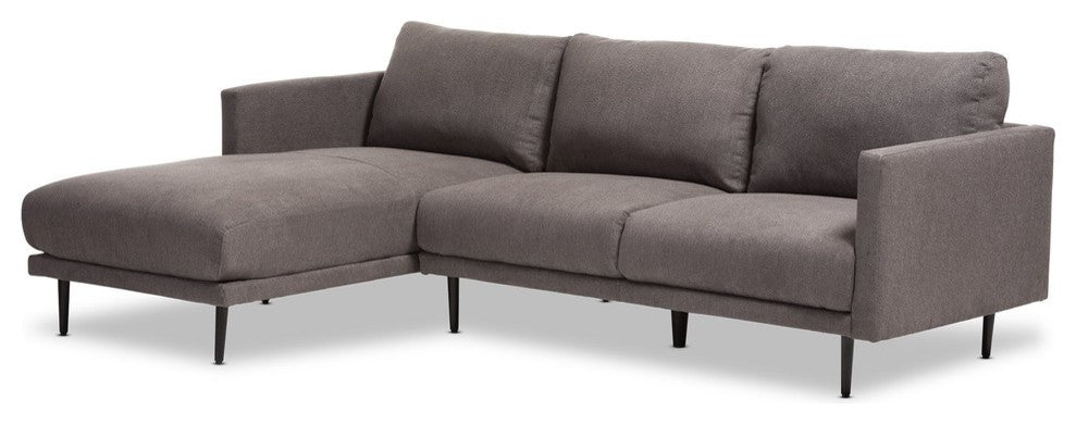 Riley Mid-Century Gray Fabric Upholstered Left Facing Chaise Sectional Sofa