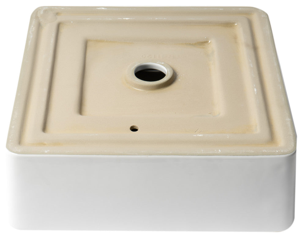 ALFI brand ABC903-W White 16" Modern Square Above Mount Ceramic Sink