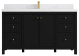Chicago 60" Single Sink Bathroom Vanity, Black 2" Empira Quartz
