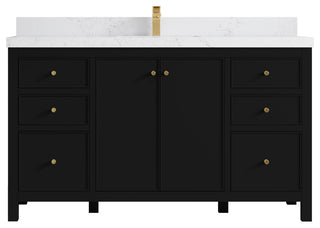 Chicago 60" Single Sink Bathroom Vanity, Black 2" Empira Quartz