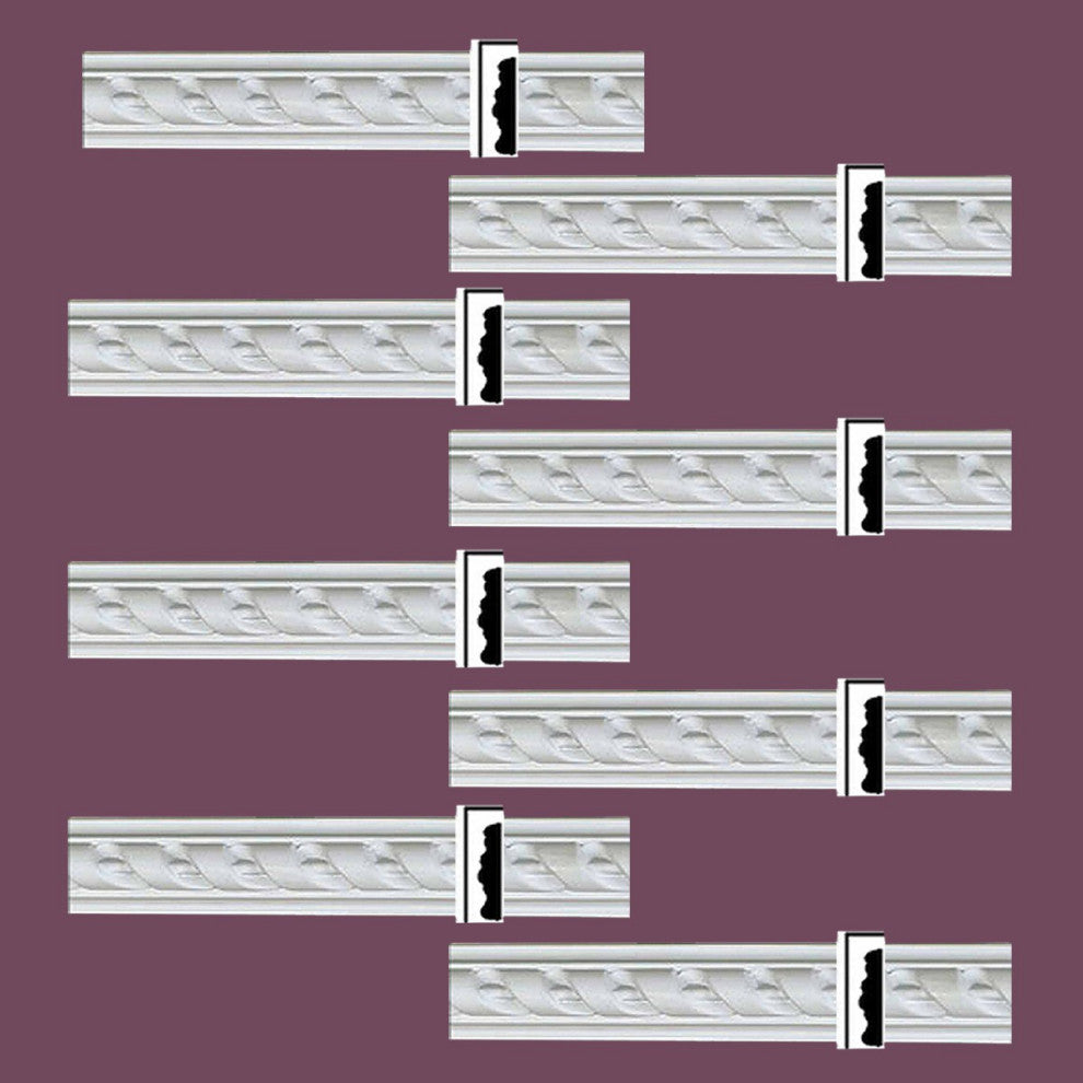 Crown Molding White Urethane Emily Ornate Design 8 Pieces Totaling 638" Length