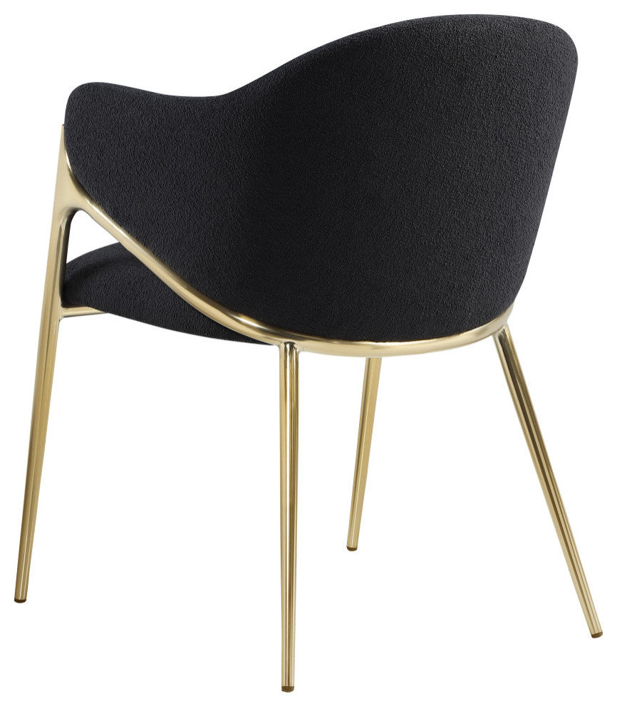 Nial Boucle Fabric Upholsetered Black Dining Chair, Set of 2, Black
