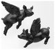 Hogbadi I White Resin Flying Pigs, Set Of 2, Black