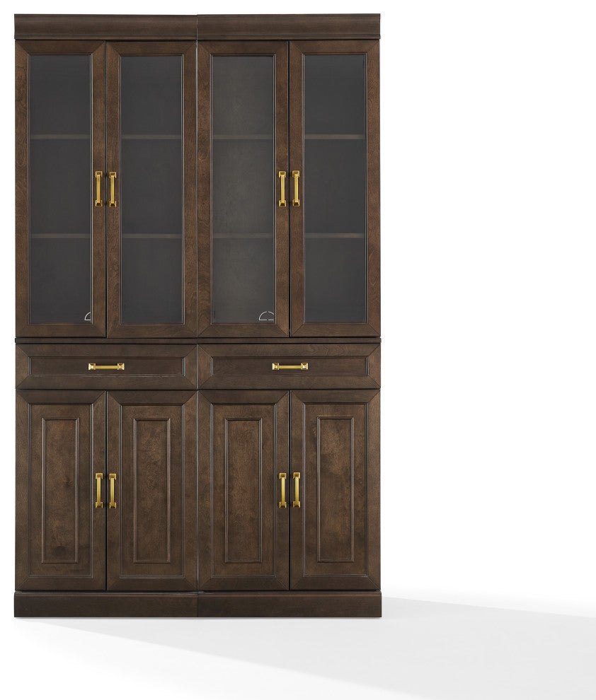Stanton 2Pc Glass Door Kitchen Storage Pantry Cabinet Set, 2 Pantries