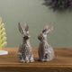 Floral Carved Rabbit Figurine, 2-Piece Set