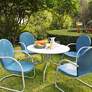 Griffith Metal 40" 5-Piece Outdoor Dining Set, Blue