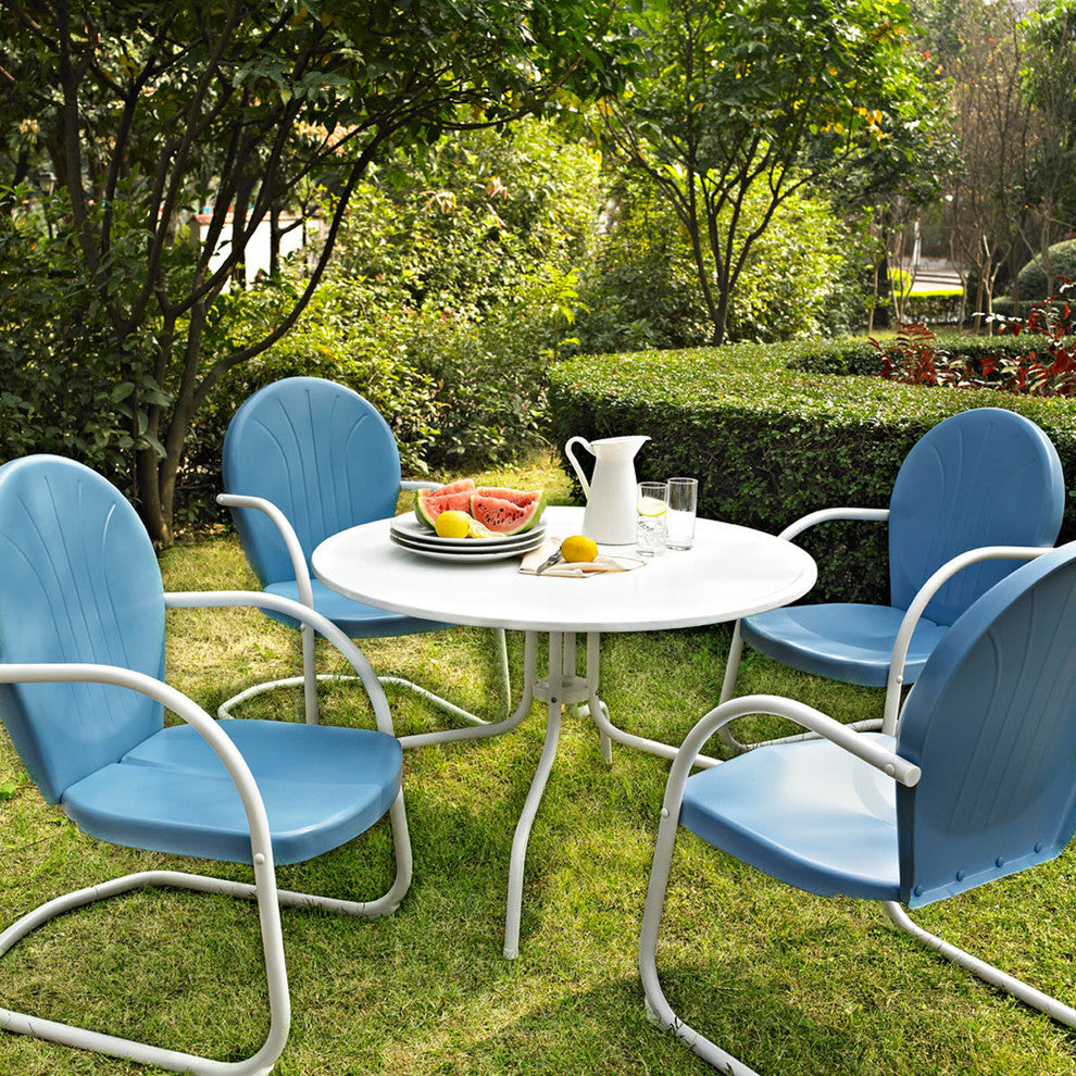 Griffith Metal 40" 5-Piece Outdoor Dining Set, Blue
