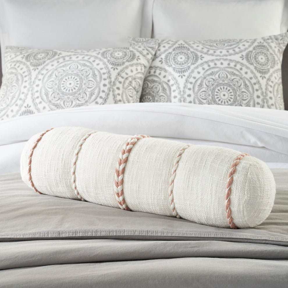 Mina Victory SH037 Throw Pillow, Blush, 6" X 20"