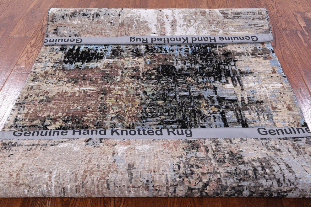 4' 1" X 6' 2" Wool and Silk Handmade Abstract Rug Q8895
