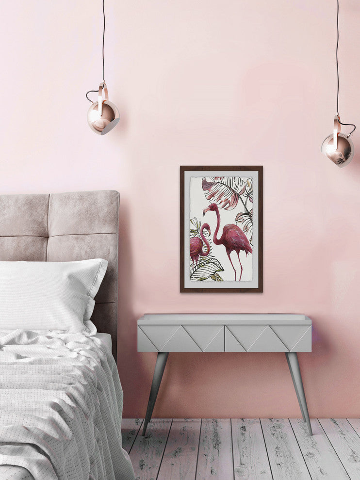 "Tropical Flamingos I" Framed Painting Print, 20"x30"