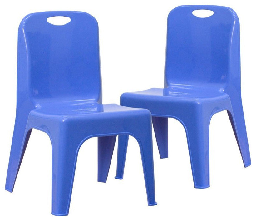 Flash Furniture 11" Plastic Stackable Handle School Chair in Blue (Set of 2)