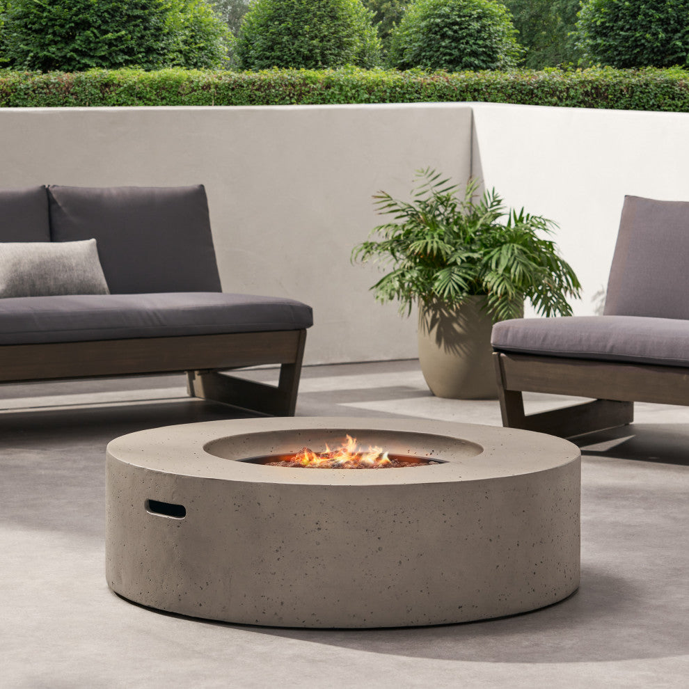 Hearth Outdoor 50,000 BTU Circular Fire Pit, No Tank Holder, Light Gray