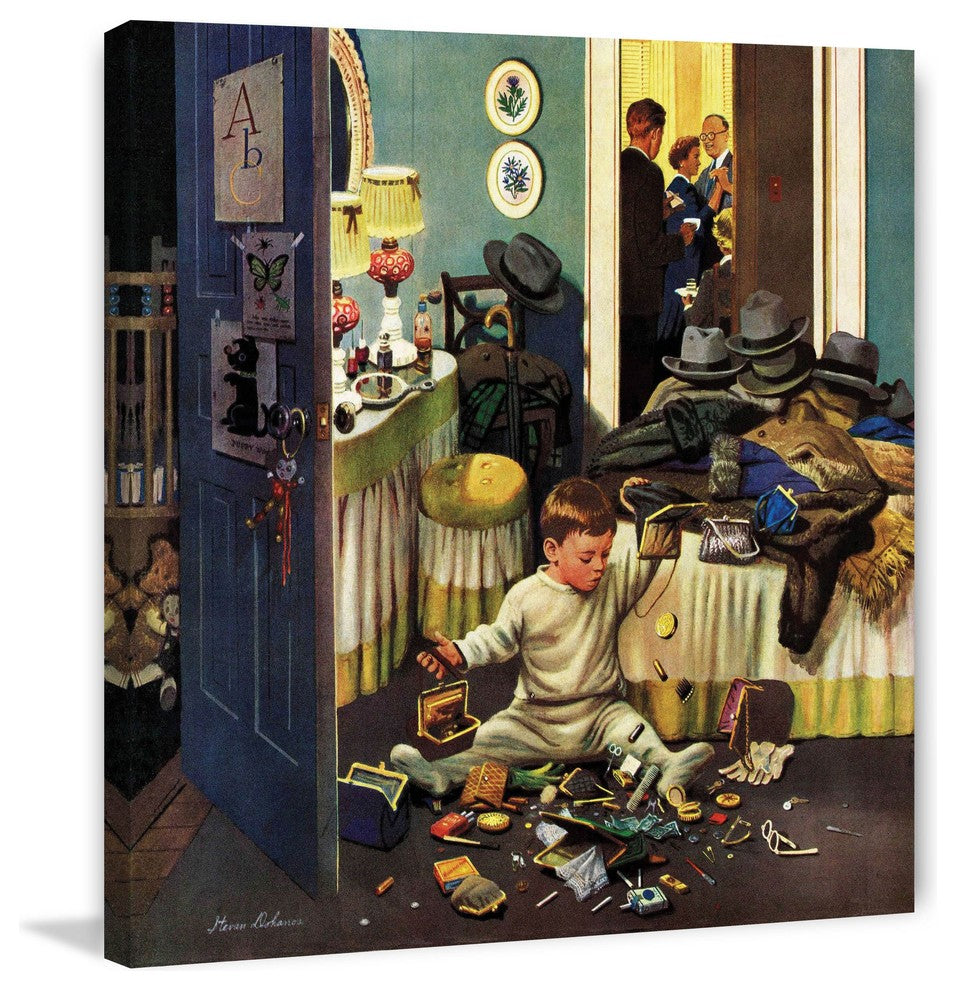"Toddler Empties Purses" Print on Canvas by Stevan Dohanos