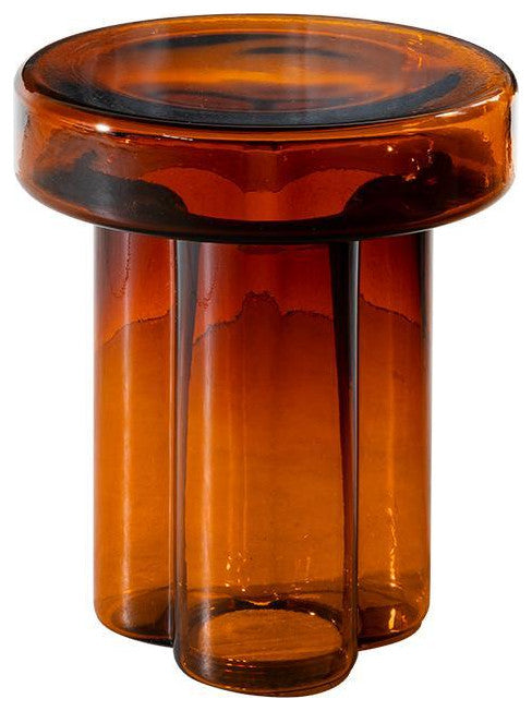 Soda Glass Coffee and Side Table, Amber, Side Table 15" Diameter