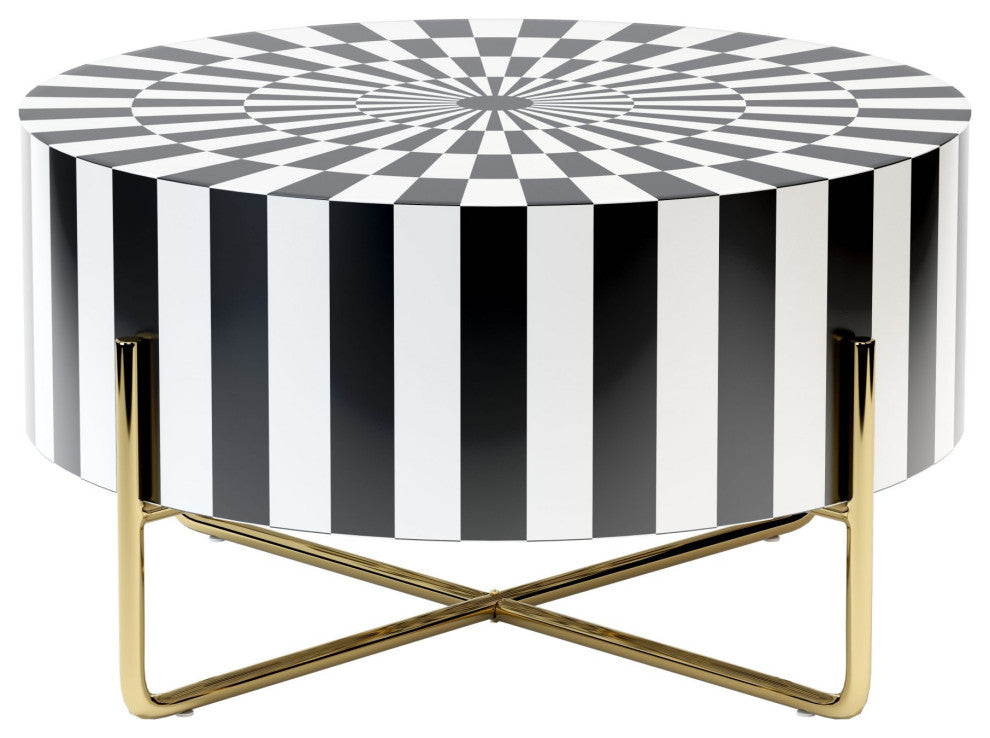 Coffee Table, Round, Metal Iron, Black, White, Gold, Lounge Lobby Hospitality