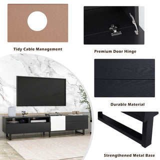 Gewnee TV Stand for 80'' TV with Double Storage Space, Black