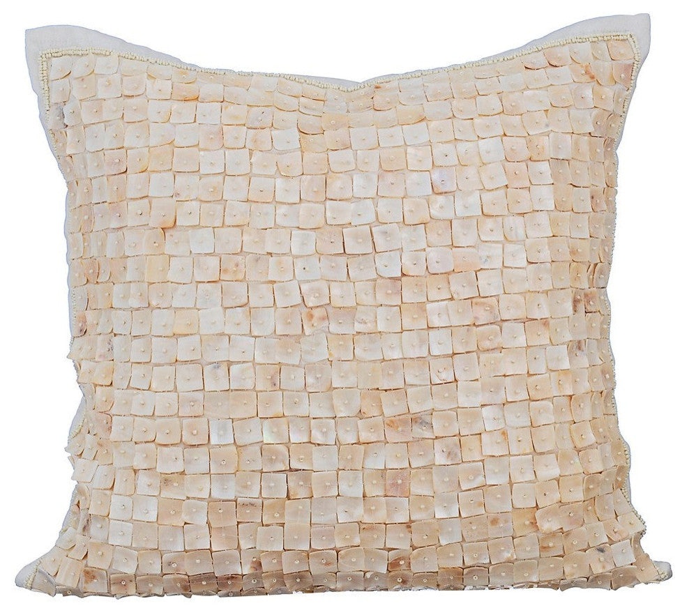 Ivory Decorative Pillow Covers 22"x22" Silk, I Love Mother Of Pearls