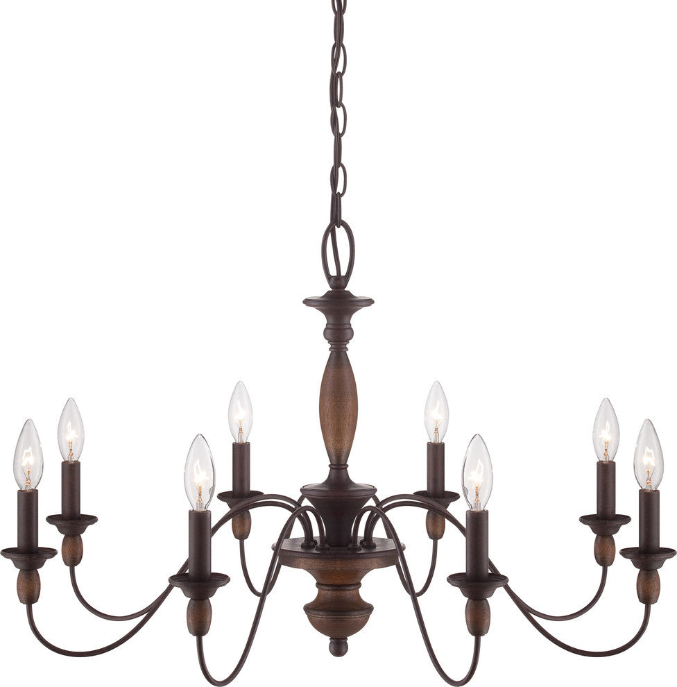 Quoizel HK5008TC Eight Light Chandelier Holbrook Tuscan Brown