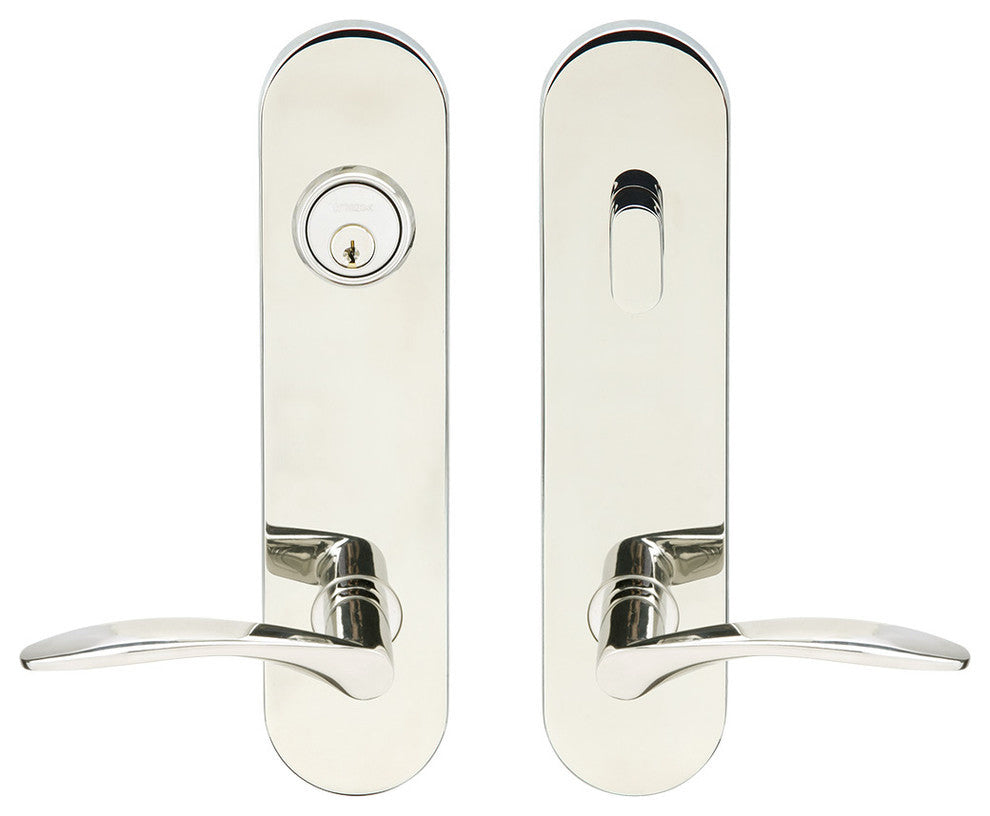 Crest Lever, Tubular Entry, Single Cylinder, RH, Polished Stainless Steel